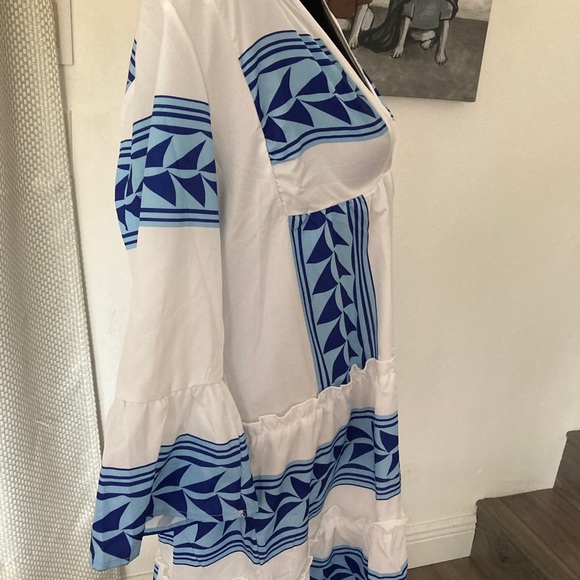 White patterned BRAND NEW summer dress! Size L - Picture 3 of 8